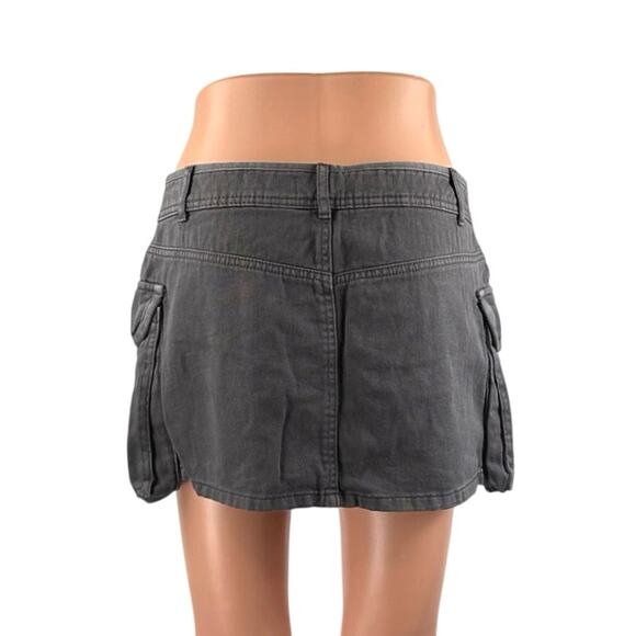 NEW Garage Women's Gray Mid Waist Utility Cargo Denim Jean Skirt Skort Size S - Picture 4 of 6